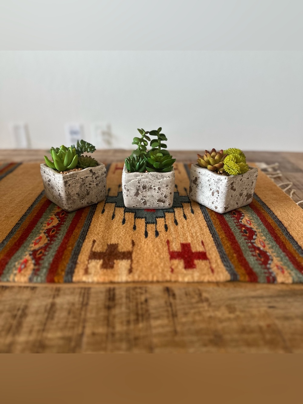 Concrete Succulent Planter Trio Home Office Decor